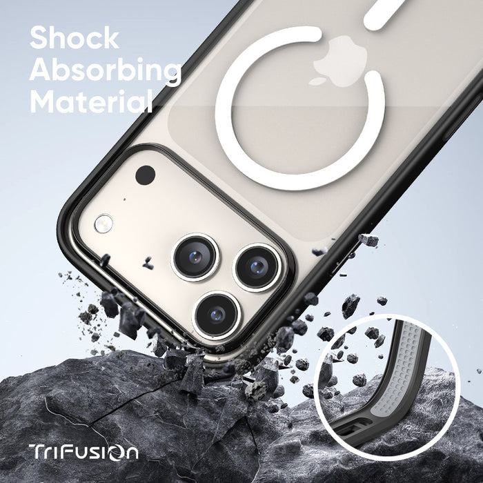 FLOLAB Surtect Tri-Fusion MagSafe Compatible Case – iPhone 17 / 18 Series (Black Clear White Ring)