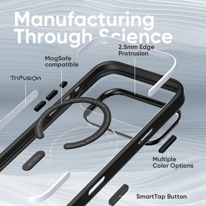 FLOLAB Surtect Tri-Fusion MagSafe Compatible Case – iPhone 17 / 18 Series (Black Clear)