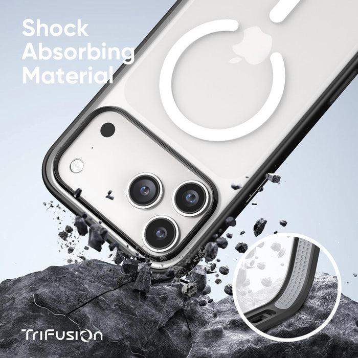 FLOLAB Surtect Tri-Fusion MagSafe Compatible Case – iPhone 17 /18 Series (Black Frost White Ring)