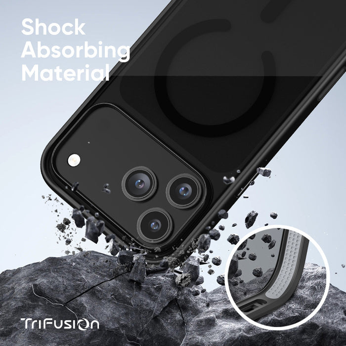FLOLAB Surtect Tri-Fusion MagSafe Compatible Case – iPhone 17 / 18 Series (Stealth Black Clear)