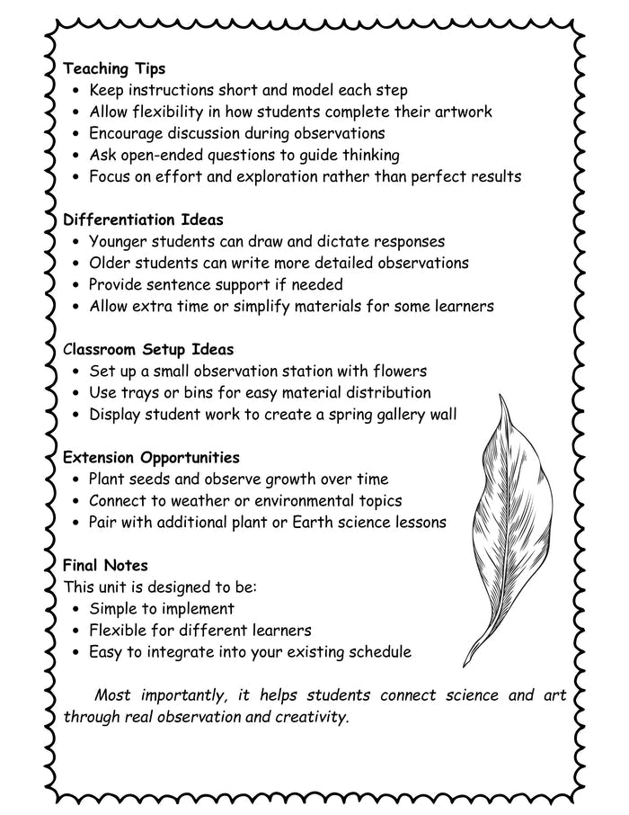 Flower STEAM Unit for Kids (K–4) | 7-Day Spring Science & Art Lesson Plan