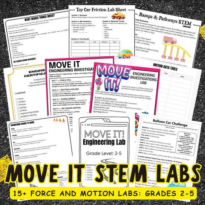 Force and Motion Engineering STEM Labs Grades 2-5