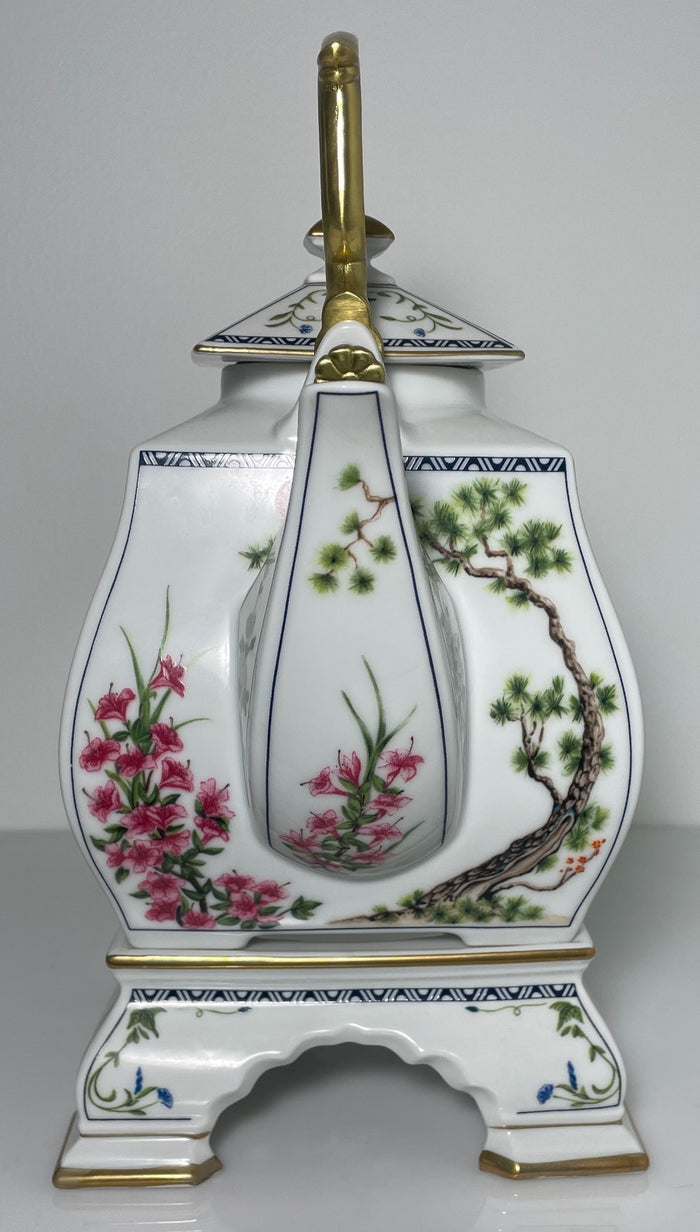 Franklin Mint Birds and Flowers of the Orient with Top Handle and Stand Tea Pot5
