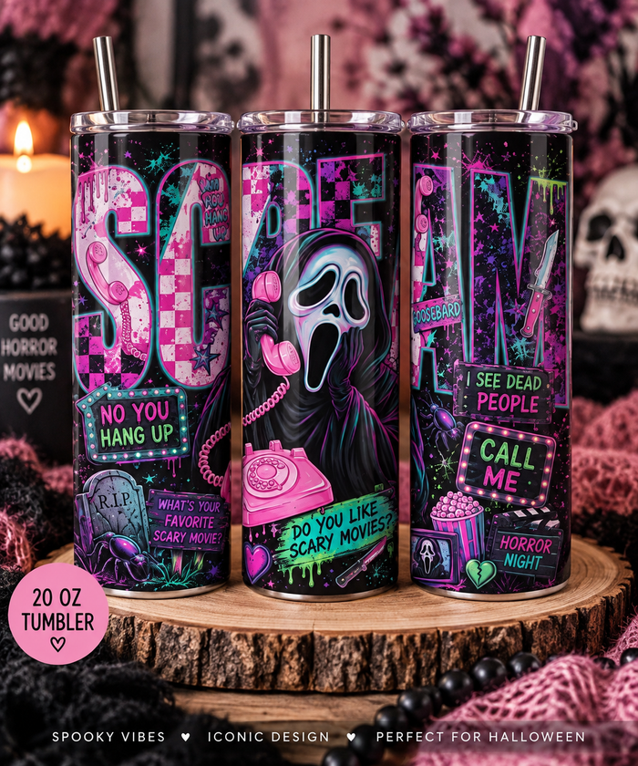 Ghost Face 20 oz Tumbler | Horror Movie Tumbler