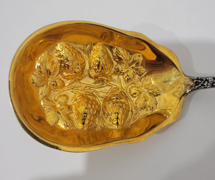 Godinger Olde Bouquet Gold Wash Berry Casserole Spoon 9 1/4" Silverplate2