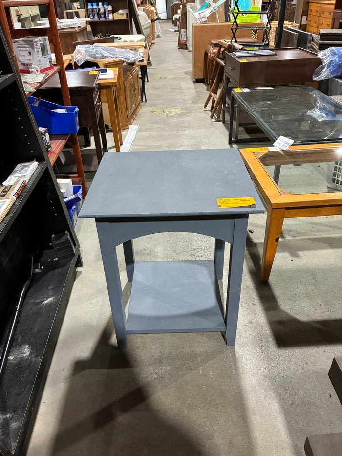 Gray Painted End Table with Lower Shelf