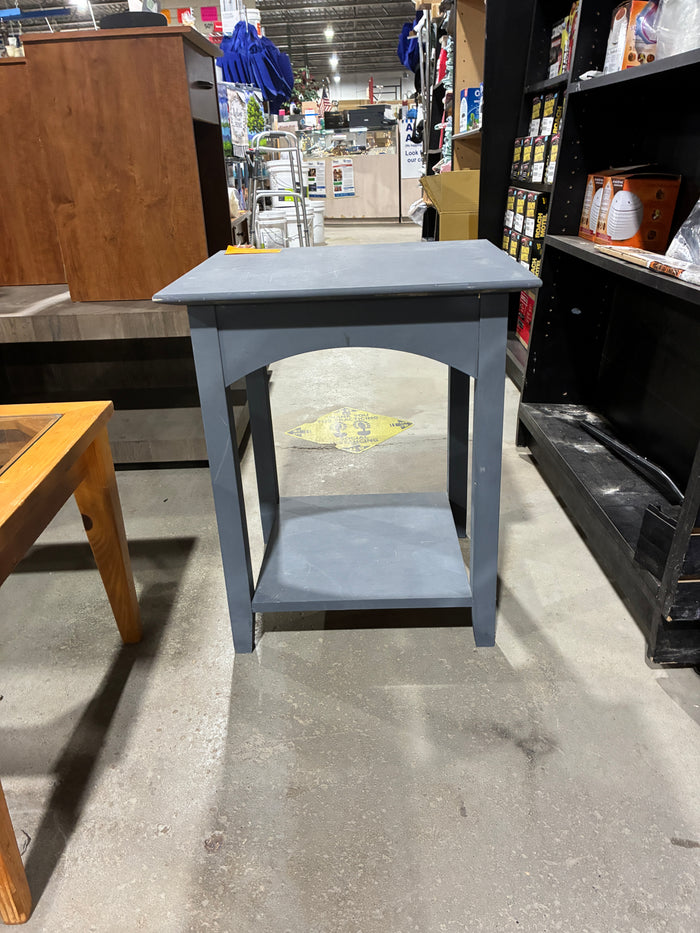 Gray Painted End Table with Lower Shelf