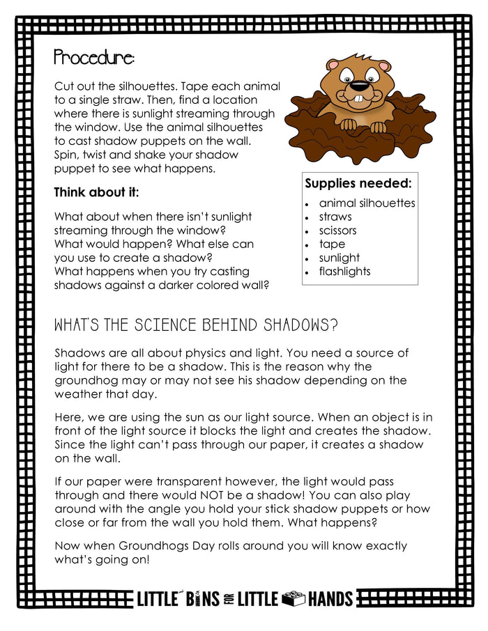 Groundhog Day STEM Pack