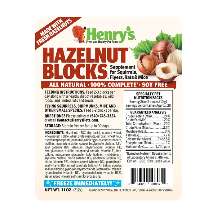 Hazelnut Blocks - Food for Squirrels, Flyers, Rats and Mice