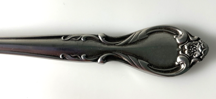 International Silver Queen's Fancy Salad Fork 7" Satin Black Accent Stainless1
