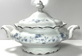 Johann Haviland Blue Garland Round Vegetable Bowl Covered 7 1/4" Stripe Handle0