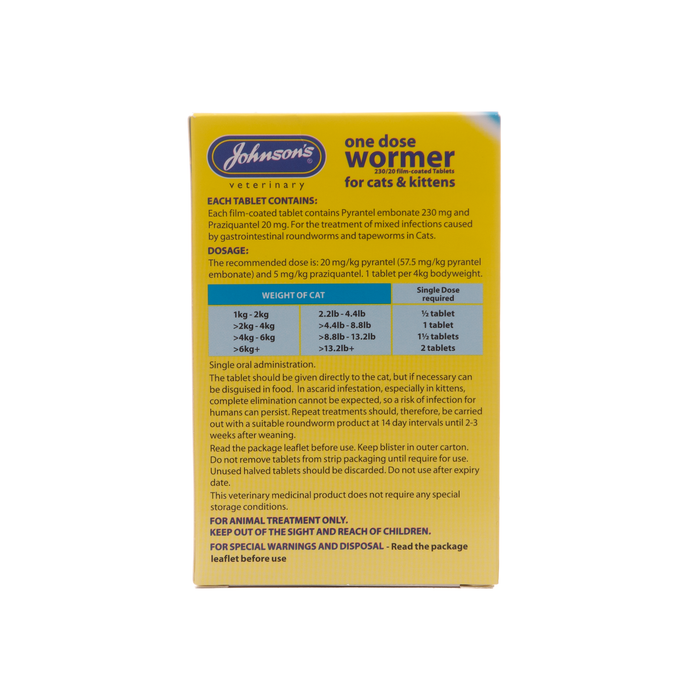 Johnsons BO59 One Dose Wormer For Cats & Kittens