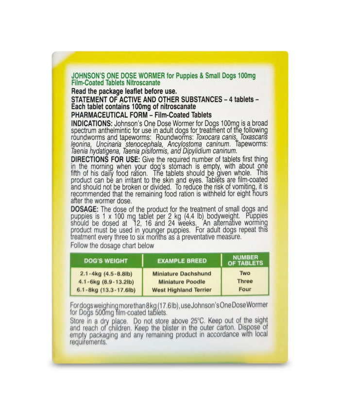 Johnson’s One Dose Wormer – Size 1