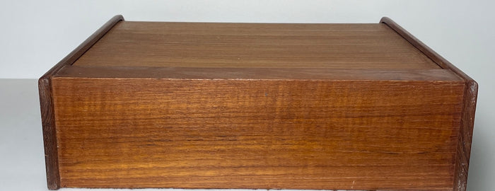 Kalmar Designs Teakwood Tambour Roll Top Storage Box 3 Compartment 14" X 14 3/4"4