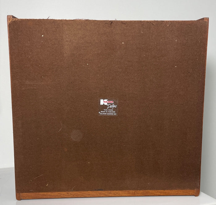 Kalmar Designs Teakwood Tambour Roll Top Storage Box 3 Compartment 14" X 14 3/4"7