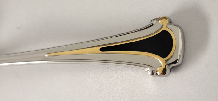Kirk Stieff Cloisonne Royal Black 5 Piece Place Setting Stainless 18/8 Flatware1