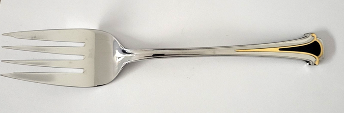 Kirk Stieff Cloisonne Royal Black Cold Meat Fork 8 3/4" Stainless Flatware0