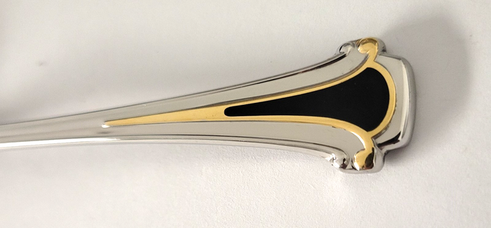 Kirk Stieff Cloisonne Royal Black Master Butter Knife 7" Stainless Flatware1