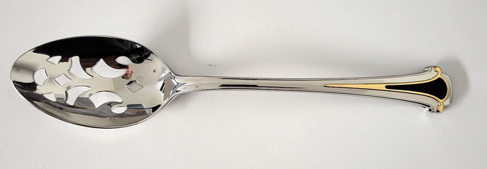 Kirk Stieff Cloisonne Royal Black Tablespoon Pierced 8 5/8" Stainless Flatware0