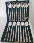 Kitchen Art Chopsticks and Spoons 10 sets Black and Gold Bamboo Design0