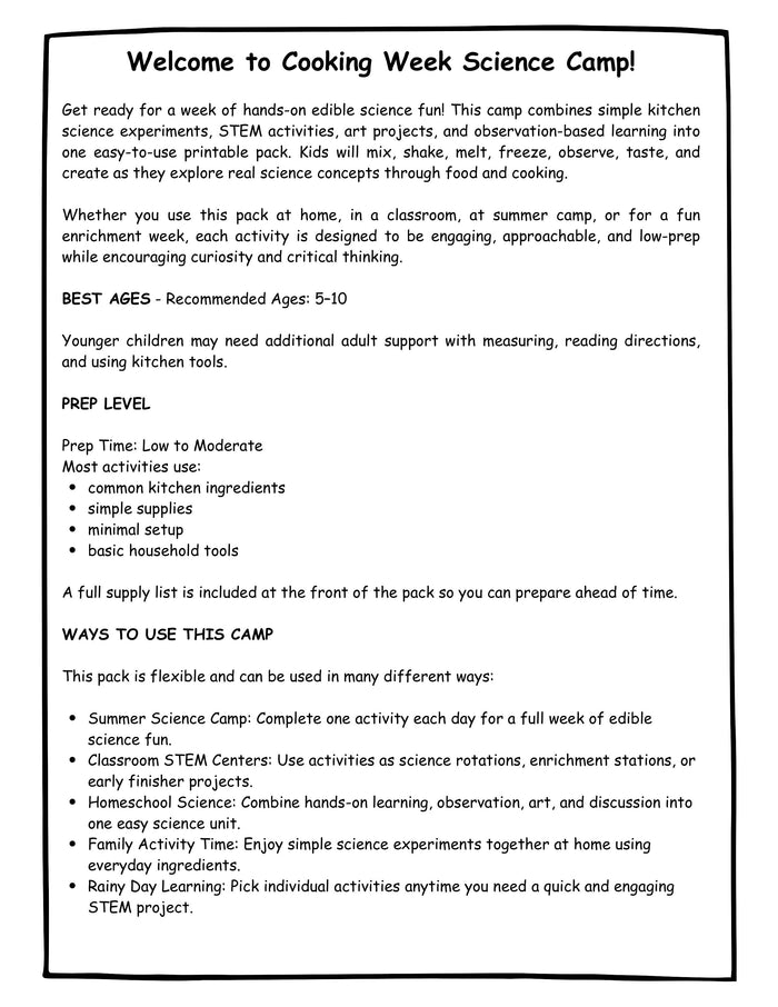 Kitchen Science Camp: Edible STEM Activities & Science Labs for Kids