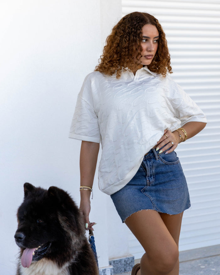Knitted Polo - White