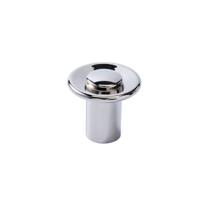 Front view of Landon Knob showcasing a chrome finish with a black background