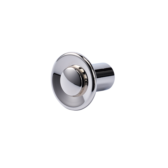 Angled view of Landon Knob showcasing its polished chrome finish on a light background