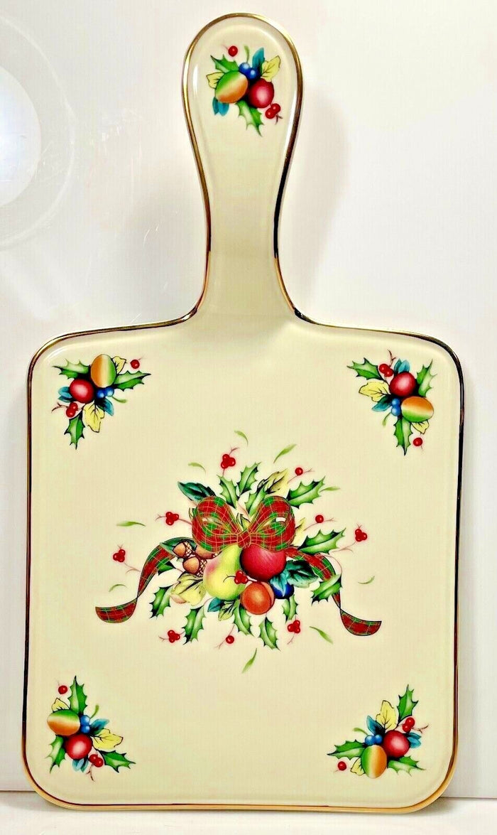 Lenox Christmas Holiday Tartan Handled Cheese Board 12" New2