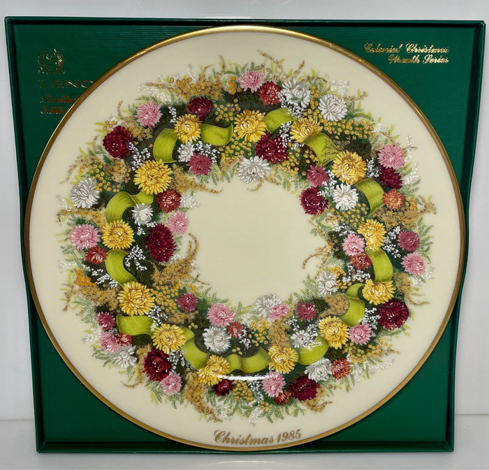 Lenox Colonial Christmas Plate 1985 Connecticut The 5th Colony 10 3/4" Wreath0