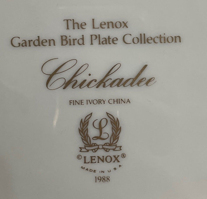 Lenox Garden Bird Collection Chickadee Holly and Berries 8 1/4"1