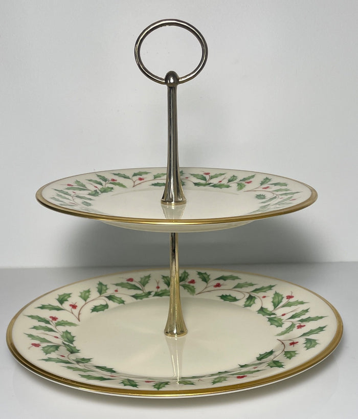 Lenox Holiday Dimension 2 Tiered Serving Tray 10 3/4"0