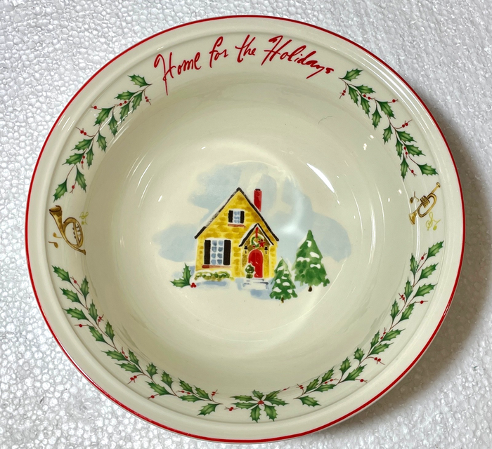 Lenox Holiday Inspiration Illustrations Sentiment Bowl Home for Holidays 7 1/8"1