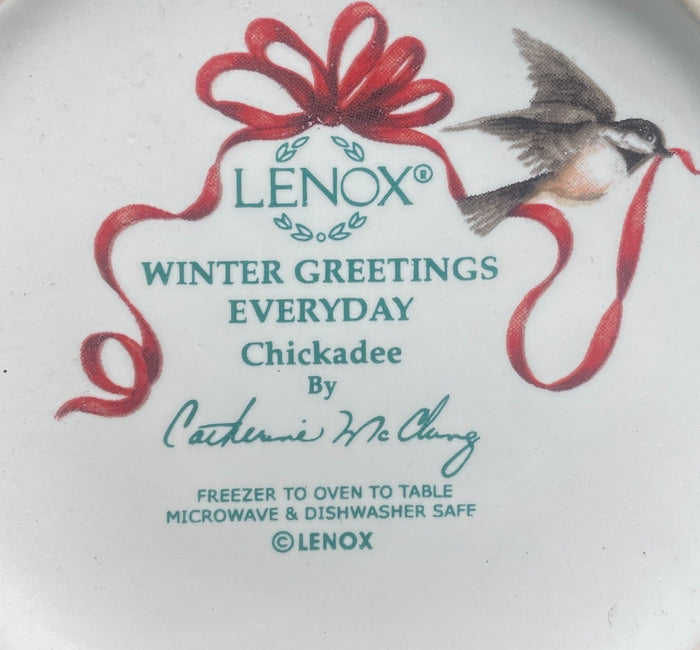 Lenox Winter Greetings Chickadee Dinner Plate 10 3/4"1