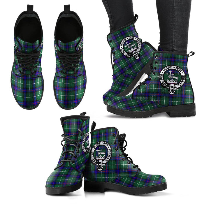 MacDonald of the Isles Tartan Clan Badge Leather Boots