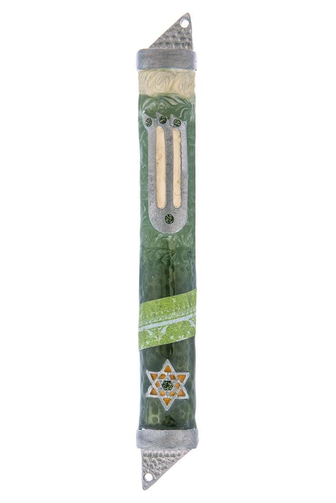 Midnight Green Mezuzah - Star of David