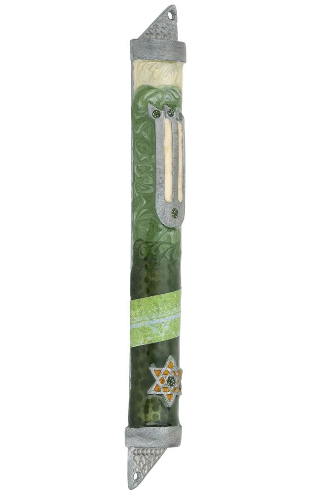 Midnight Green Mezuzah - Star of David