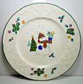 Mikasa English Countryside Winter Scene Salad Dessert Plate 8 1/4" Snowman0