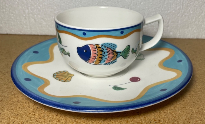 Mikasa Ocean Collage Cup and Saucer Set0