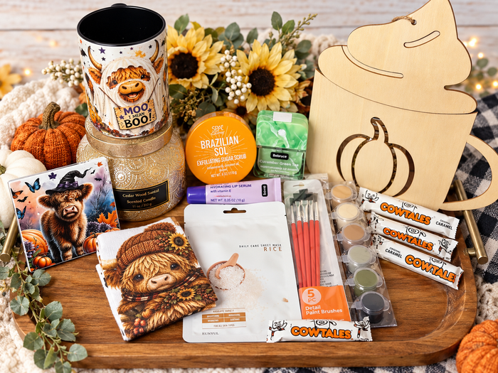 Moo I Mean Boo! Highland Cow Halloween Gift Basket