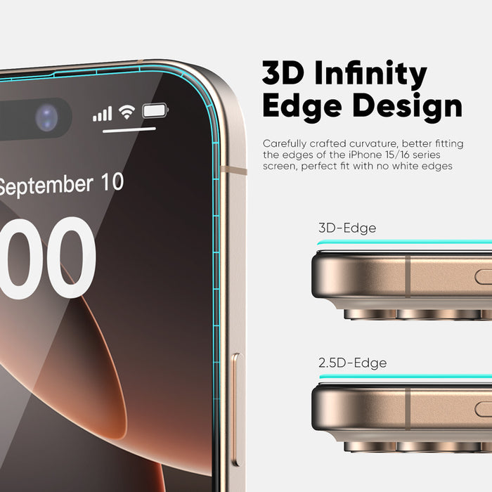 NanoArmour ONETIME MAX Matte Anti-Glare 3D Infinity Edge – iPhone 16 Series