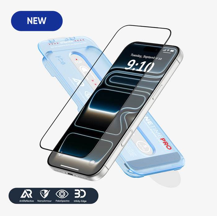 NanoArmour ONETIME PRO Anti Reflective PolarSpectra 3D Infinity Edge – iPhone 17 / 16 / 15 Series