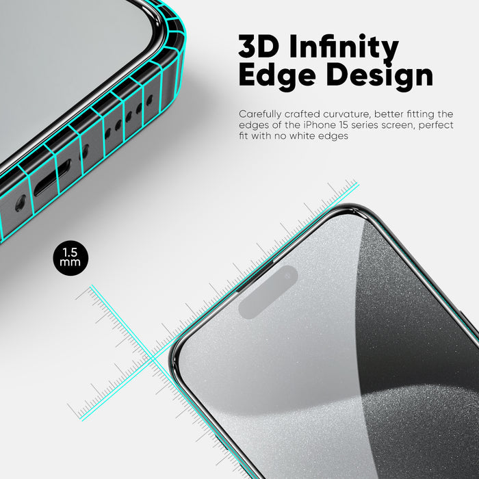 NanoArmour ONETIME PRO Matte Anti-Glare ClearVue 3D Infinity Edge – iPhone 15 Series