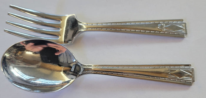 National Silver Monarch Plate 2 Piece Baby Set Spoon Fork Stainless Flatware0