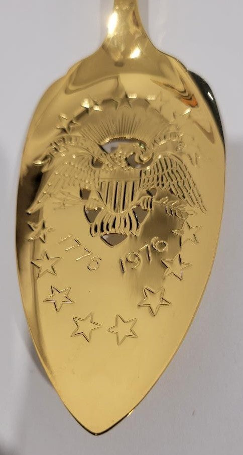 Oneida First Colony Golden 1776 Pie Cake Server Gold Electroplate1
