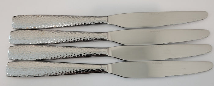 Oneida Illuma Knives 9 1/2" Stainless 18 8 Hammered Flatware Pack of 4 PCS0