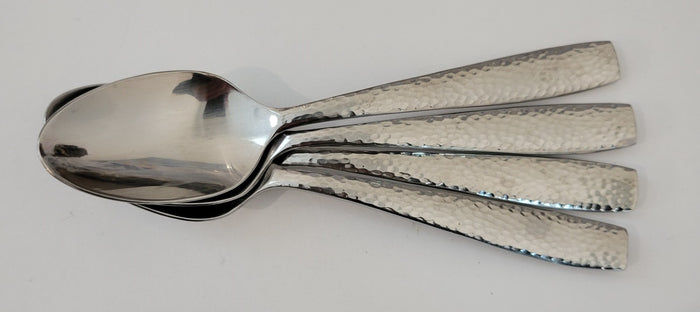 Oneida Illuma  Teapoons 6 1/4" China Stainless 18 8 Hammered Flatware Pack of 40