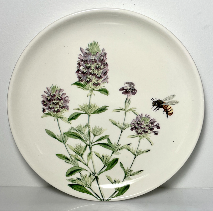 Pier 1 Bee and Wildflower Purple Flower Salad Dessert Plate 8 1/2"0