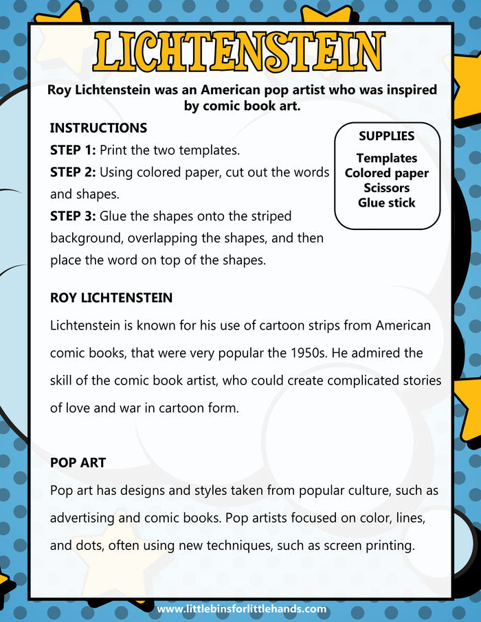Pop Art Project Pack for Kids