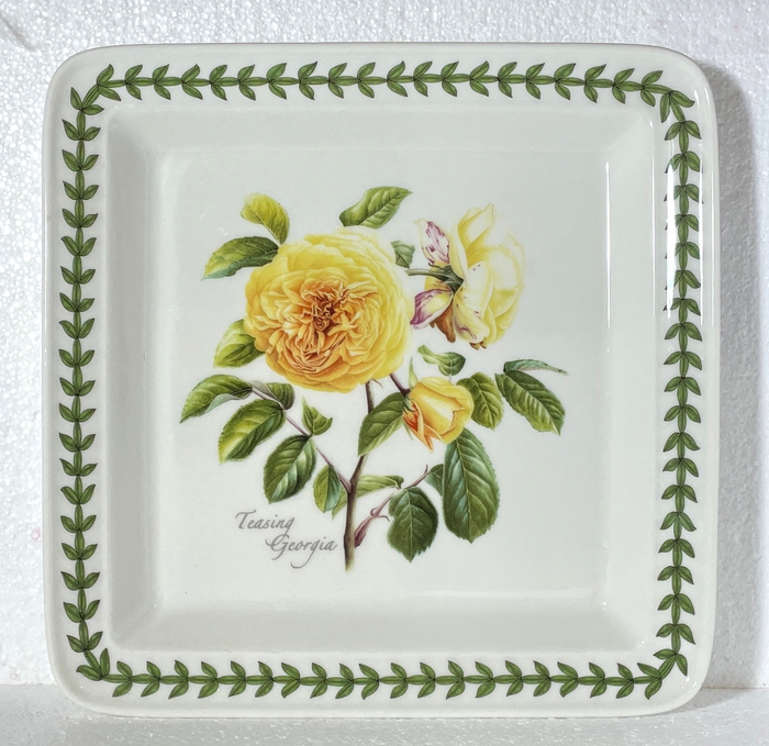 Portmeirion Botanic Roses Square Dinner Plate Teasing Georgia 11"0